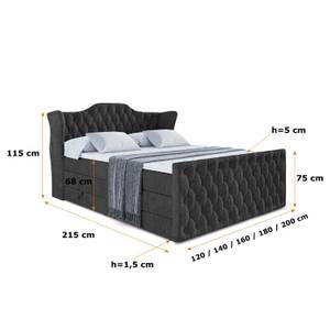 Boxspringbett VILA-Z KING Schwarz - Breite: 160 cm