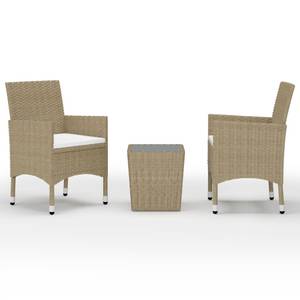 Bistro-Set (3-teilig) 3012962-2 Beige - Metall - Polyrattan - 42 x 43 x 42 cm