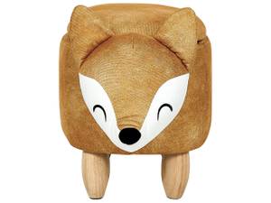 Pouf animal FOX Marron - Orange - Blanc - Textile - 32 x 37 x 74 cm