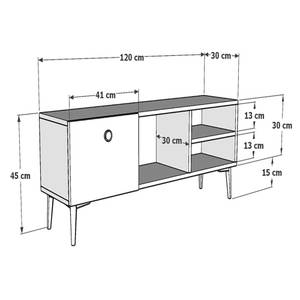 Meuble TV Nannestad effet chêne / blanc Marron - Bois manufacturé - 120 x 45 x 30 cm