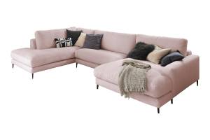 Sofa CARA Wohnlandschaft U-Form Cord Pink