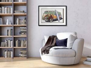 3D-Collage-Bild Volkswagen Van Vintage 2 Papier - 70 x 50 x 3 cm