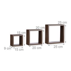 Étagère à suspendre lot de 3 cubes Marron - Blanc - Bois manufacturé - 25 x 25 x 25 cm