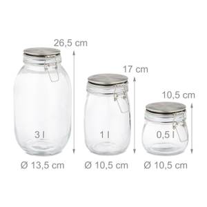 Einmachglas 3er Set Silber - Glas - 14 x 26 x 14 cm