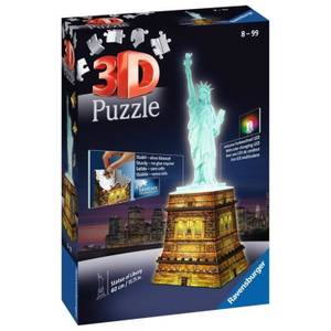 3D Puzzle Freiheitsstatue Bei Nacht Papier - Kunststoff - 8 x 3 x 11 cm