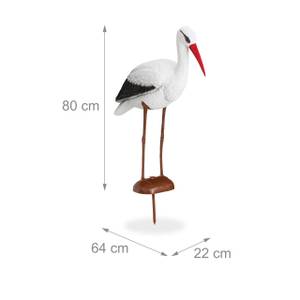 2 x Gartenfigur Storch Schwarz - Braun - Weiß - Kunststoff - 22 x 80 x 64 cm