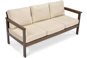 Gartensofa BELLA 3 Beige - Braun - Massivholz - 113 x 70 x 70 cm