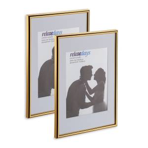 2 x Bilderrahmen in Gold 20x30 cm Gold - Weiß - Glas - Kunststoff - 21 x 31 x 2 cm