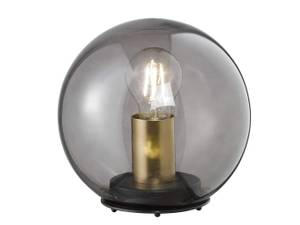 Tischlampe Kugel Lampenschirm Rauchglas Schwarz - Glas - Metall - 20 x 20 x 20 cm
