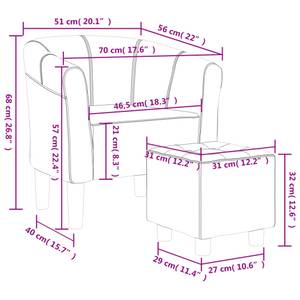 Clubsessel mit Fußhocker 3030663-2 Violett