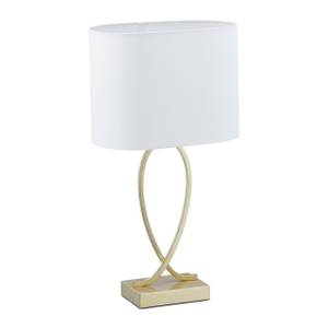 Goldene Tischlampe mit Stoffschirm Gold - Weiß - Metall - Textil - 28 x 51 x 18 cm