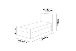 Einzelbett Boxspringbett Bastiano Mini Schwarz - Breite: 90 cm - Bettkasten links