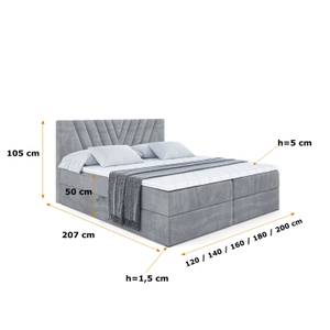 Boxspringbett ERNINA Hellgrau - Breite: 200 cm - H4