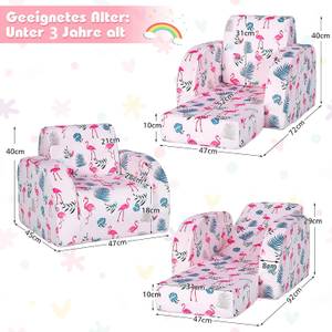 3 in 1 Kindersofa Klappbar Pink - Textil - 47 x 29 x 92 cm