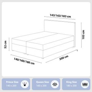 Boxspringbett Doppelbett Valbona Perlweiß - Breite: 180 cm