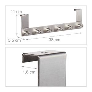 4 x Türgarderobe für Falztüren bis 1,8cm Silber - Metall - Kunststoff - 38 x 11 x 6 cm