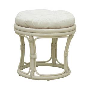 Tabouret en rotin avec coussin Uni Blanc