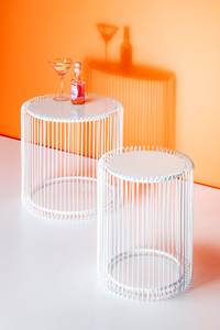 Tables d'appoint Wire I (lot de 2) Verre / Acier - Blanc