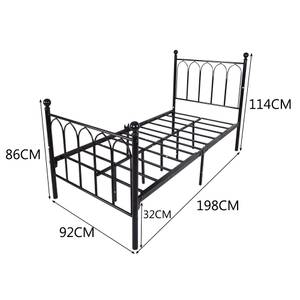 Metallbett M242-01 Schwarz - Metall - 92 x 114 x 198 cm