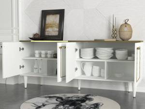 Sideboard Ravenna Weiß Marmor Optik Weiß - Holzwerkstoff - 180 x 76 x 40 cm