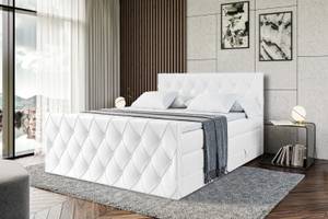 Boxspringbett AMAY KING Hochglanz Weiß - Breite: 200 cm