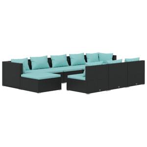 Garten-Lounge-Set (10-teilig) 3013634-11 Schwarz - Blau - Hellblau