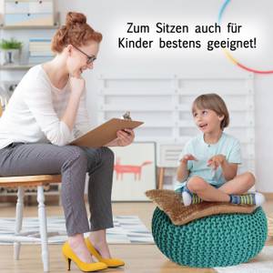 Pouf Sitzpouf Bodenkissen Strickhocker Türkis