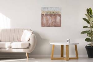 Acrylbild handgemalt Quartzscape Pink - Massivholz - Textil - 60 x 60 x 4 cm