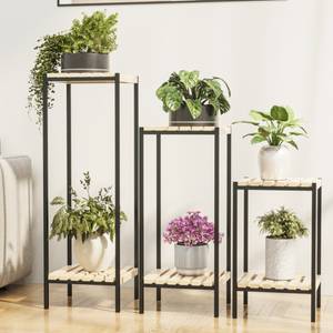 Blumentisch Pelkosenniemi Schwarz - Braun - Metall - Massivholz - Holzart/Dekor - 30 x 90 x 30 cm