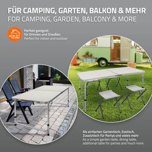 Campingtisch Set mit 4 Hocker 120cm Weiß Weiß