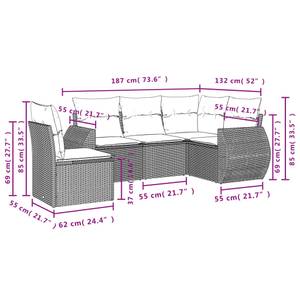 Gartensitzgruppe K1841(5-tlg) Schwarz - Massivholz - 69 x 62 x 62 cm