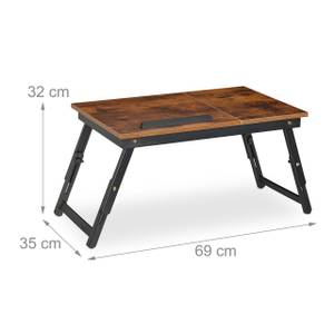 Table réglable pour ordinateur Noir - Marron - Bambou - Bois manufacturé - 69 x 32 x 35 cm