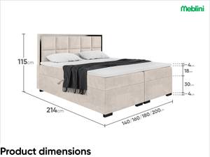 Boxspringbett Dani Black Beige - 160 x 214 cm - H3