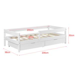 Lit enfant Borgarnes 90 x 200 cm Blanc - Bois massif - 200 x 50 x 90 cm