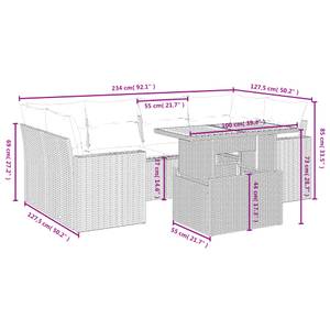 Gartensitzgruppe K5980(7-tlg) Schwarz - Massivholz - 69 x 62 x 62 cm