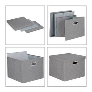 Aufbewahrungsbox quadratisch 2er Set Grau - Metall - Papier - Textil - 43 x 34 x 43 cm