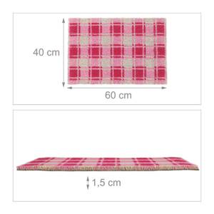 Kokos Fußmatte kariert Braun - Pink - Rot - Naturfaser - Kunststoff - 40 x 60 x 2 cm