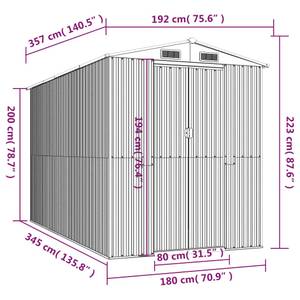 Geräteschuppen 3014781-3 Dunkelbraun - Tiefe: 357 cm