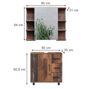 Badmöbelset Ilias 2er Set Braun - Holzwerkstoff - 60 x 60 x 33 cm