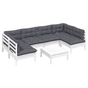 7-tlg. Garten-Lounge-Set mit Kissen Weiß Weiß