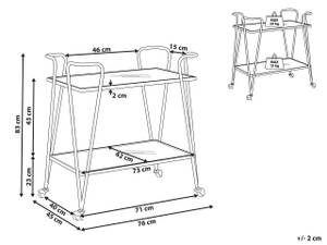 Servierwagen NOTI Gold - Metall - 76 x 83 x 45 cm