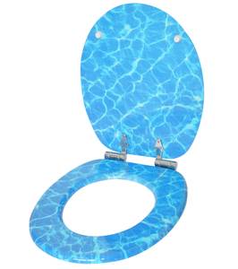 WC-Sitz mit Absenkautomatik Lagune Blau - Holzwerkstoff - 38 x 6 x 47 cm