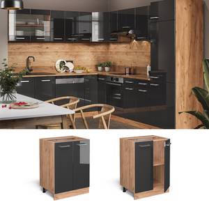 Meuble bas de cuisine R-Line 37116 Anthracite brillant - Imitation chêne truffier de sonoma