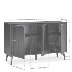 Buffet Lluvia 3 portes Noir - Bois manufacturé - 120 x 76 x 40 cm