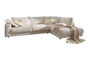 Sofa MADELINE Ecksofa Cord Cremeweiß - Ecke davorstehend rechts