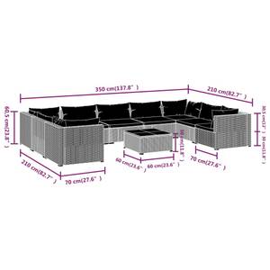 Garten-Lounge-Set (10-teilig) 3013633-22 Braun - Grün - Metall - Polyrattan - 70 x 60 x 70 cm