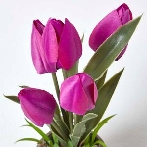 Kunstblumen Tulpen in Zellstoff Topf Violett