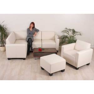 Modular Sofa-System Lyon 4-1-1 (6-tlg.) Weiß - Massivholz - Kunstleder - 197 x 76 x 280 cm