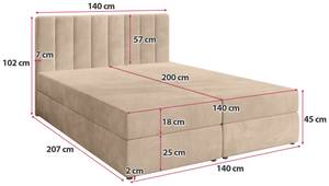 Boxspringbett DENVER Beige - Breite: 140 cm