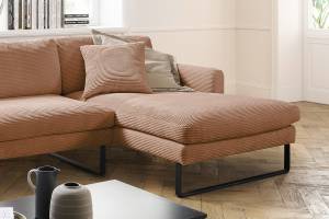 Sofa RICARDA Ecksofa Cord Braun - Ecke davorstehend rechts - Longchair davorstehend rechts